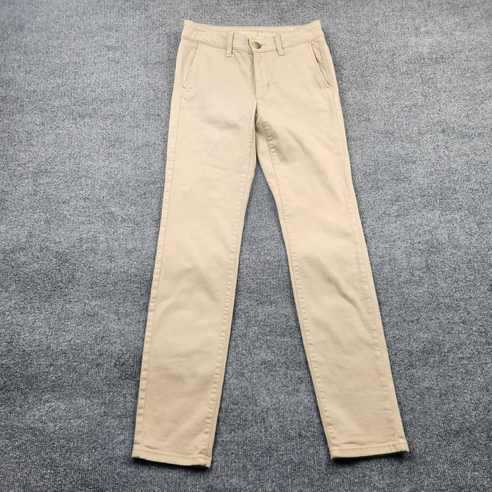 American Eagle Khaki Chino Super Stretch Skinny Pants Tan Womens Size 4 Regular